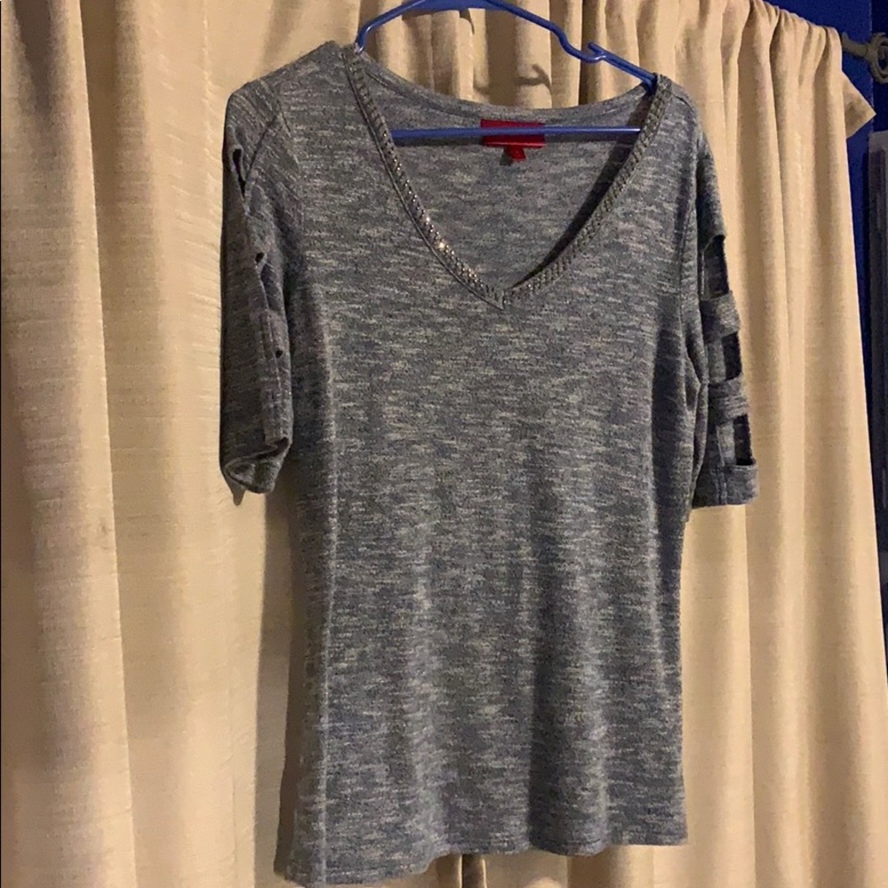 Sparkling J-Lo top with cutout sleeves